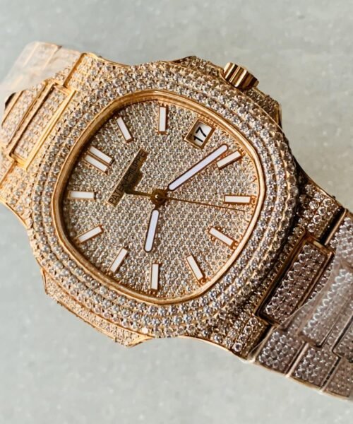 ICED Nautilus Jumbo 5711 RG TWF Full Paved Diamonds Dial Case and Bracelet A324 - Image 3
