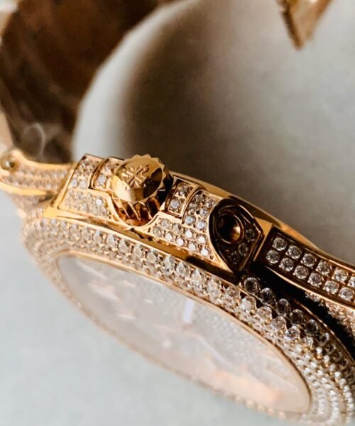 ICED Nautilus Jumbo 5711 RG TWF Full Paved Diamonds Dial Case and Bracelet A324 - Image 6