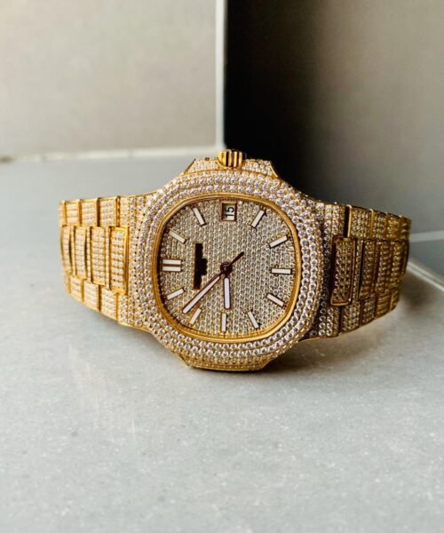 ICED Nautilus Jumbo 5711 YG TWF Full Paved Diamonds Dial Case and Bracelet A324 - Image 4