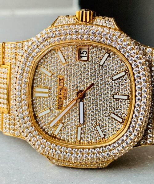 ICED Nautilus Jumbo 5711 YG TWF Full Paved Diamonds Dial Case and Bracelet A324 - Image 3