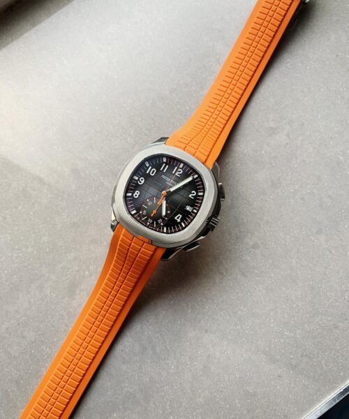 Aquanaut 5168G 42mm SS ZF 1:1 Best Edition Black Dial on Orange Rubber Strap - Image 3