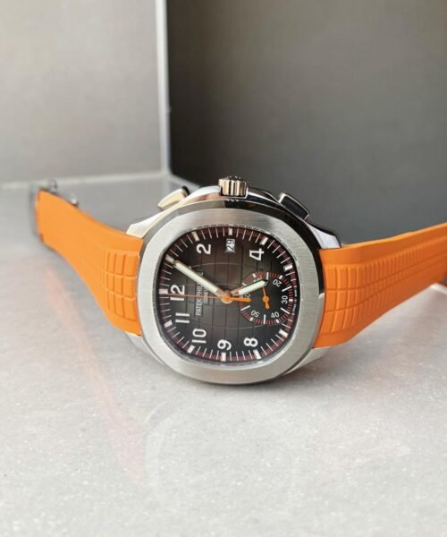 Aquanaut 5168G 42mm SS ZF 1:1 Best Edition Black Dial on Orange Rubber Strap - Image 6