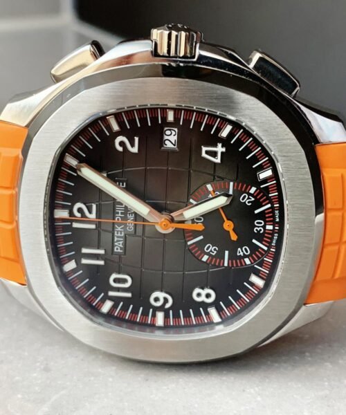 Aquanaut 5168G 42mm SS ZF 1:1 Best Edition Black Dial on Orange Rubber Strap - Image 5
