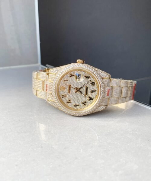 OYSTER PERPETUAL 41mm 904L SS SILVER/GOLD MOISSANITE DIAMONDS BRACELET AND DIAL A2824 iced out - Image 4