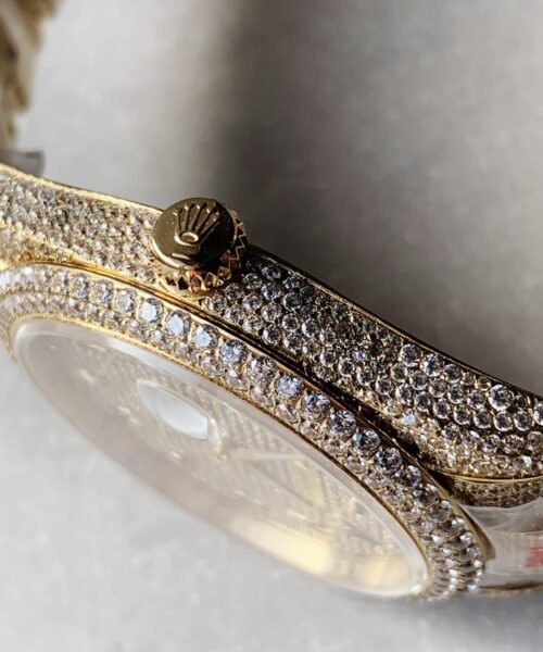 OYSTER PERPETUAL 41mm 904L SS SILVER/GOLD MOISSANITE DIAMONDS BRACELET AND DIAL A2824 iced out - Image 6