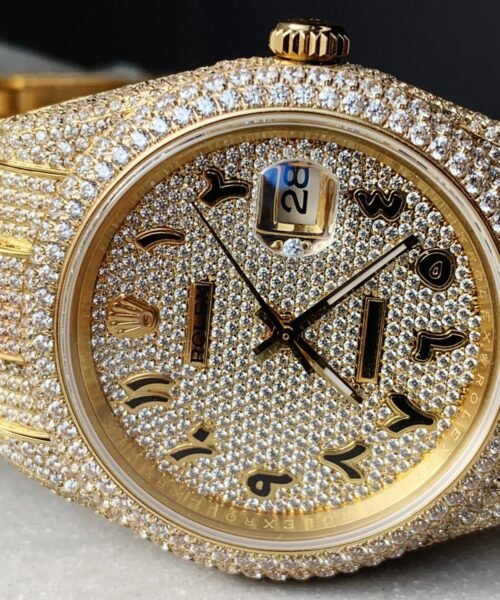 OYSTER PERPETUAL 41mm 904L SS SILVER/GOLD MOISSANITE DIAMONDS BRACELET AND DIAL A2824 iced out - Image 3