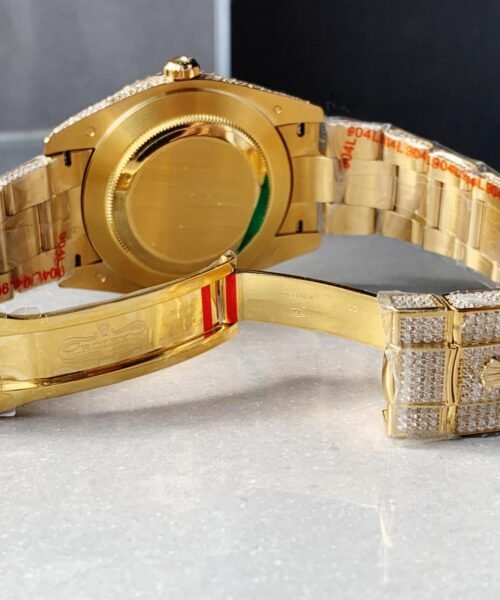 OYSTER PERPETUAL 41mm 904L SS SILVER/GOLD MOISSANITE DIAMONDS BRACELET AND DIAL A2824 iced out - Image 8