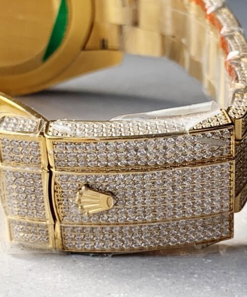 OYSTER PERPETUAL 41mm 904L SS SILVER/GOLD MOISSANITE DIAMONDS BRACELET AND DIAL A2824 iced out - Image 9