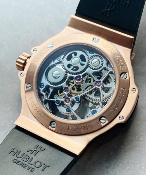 Big Bang Tourbillon Automatic ICED OUT 18K GOLD PLATED Textured Dial on Black Rubber Strap - Image 10