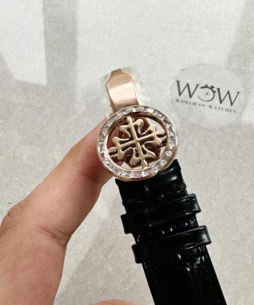 6104P Moon RG Black Dial Diamond Bezel on Black Leather Strap A240 V2 - Image 13