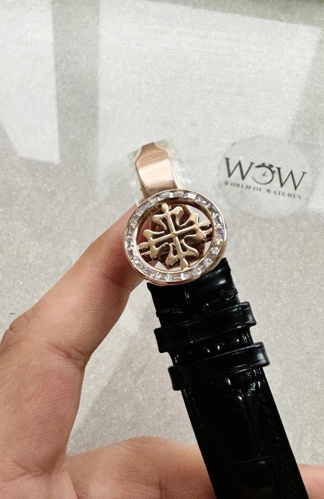 6104P Moon RG Black Dial Diamond Bezel on Black Leather Strap A240 V2 - Image 13