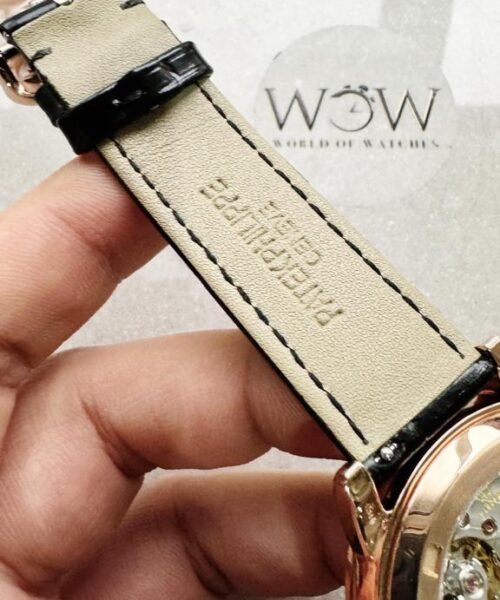6104P Moon RG Black Dial Diamond Bezel on Black Leather Strap A240 V2 - Image 11