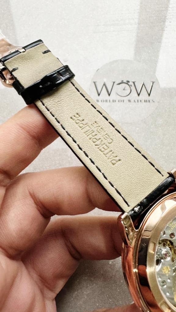 6104P Moon RG Black Dial Diamond Bezel on Black Leather Strap A240 V2 - Image 11