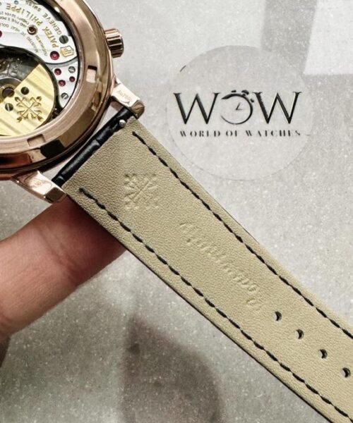6104P Moon RG Black Dial Diamond Bezel on Black Leather Strap A240 V2 - Image 12