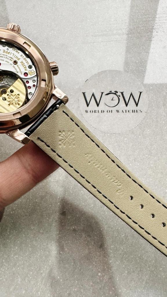 6104P Moon RG Black Dial Diamond Bezel on Black Leather Strap A240 V2 - Image 12