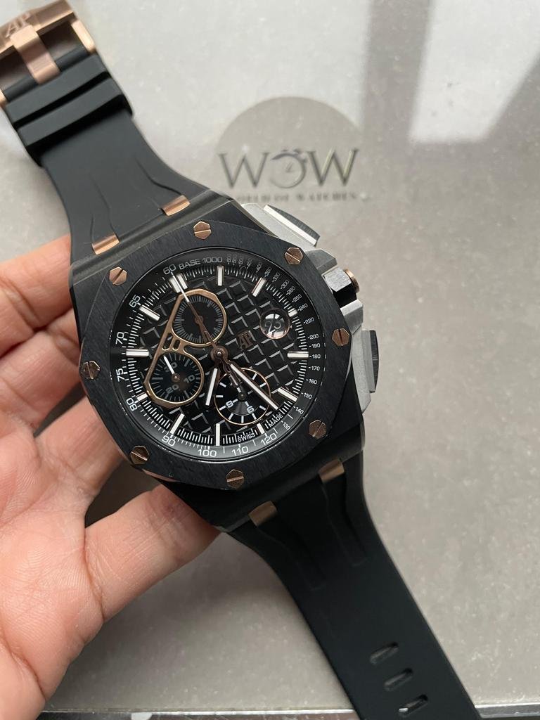 Royal Oak Offshore Chronograph CER Black Dial on Rubber Strap APF A3126 Mod