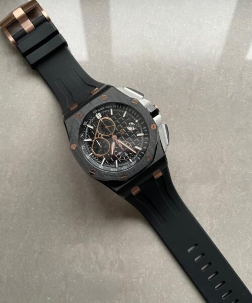 Royal Oak Offshore Chronograph CER Black Dial on Rubber Strap APF A3126 Mod - Image 4