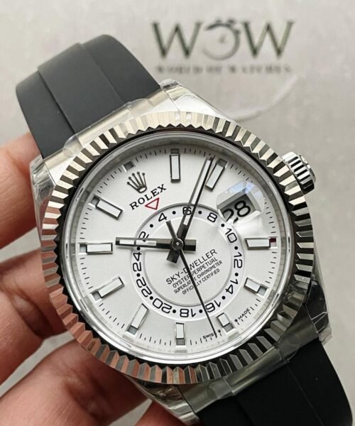 Sky-Dweller 326934 904L SS Noob 1:1 Best Edition White Dial on Black Rubber Strap Asian 23J to 9001 - Image 4