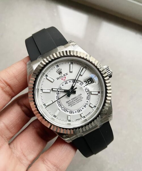 Sky-Dweller 326934 904L SS Noob 1:1 Best Edition White Dial on Black Rubber Strap Asian 23J to 9001 - Image 3