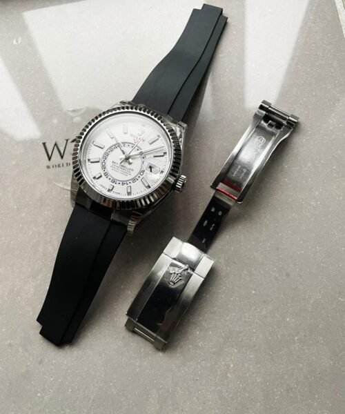 Sky-Dweller 326934 904L SS Noob 1:1 Best Edition White Dial on Black Rubber Strap Asian 23J to 9001 - Image 10