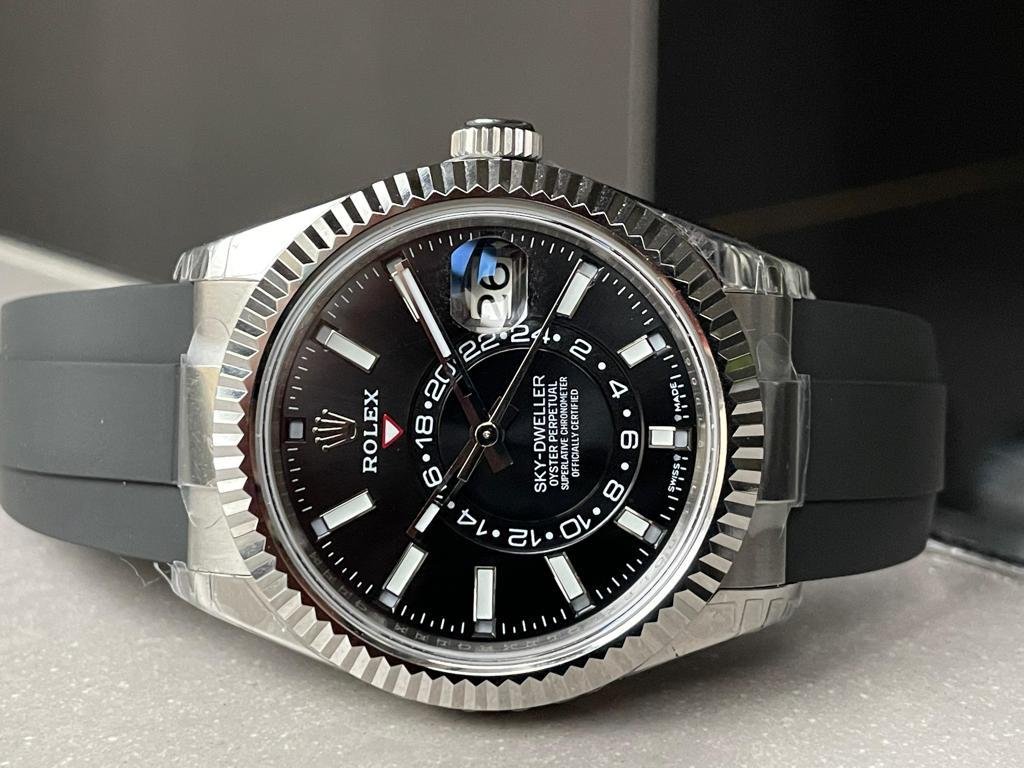 Sky-Dweller 326934 904L SS Noob 1:1 Best Edition Black Dial on Black Rubber Strap Asian 23J to 9001 - Image 9