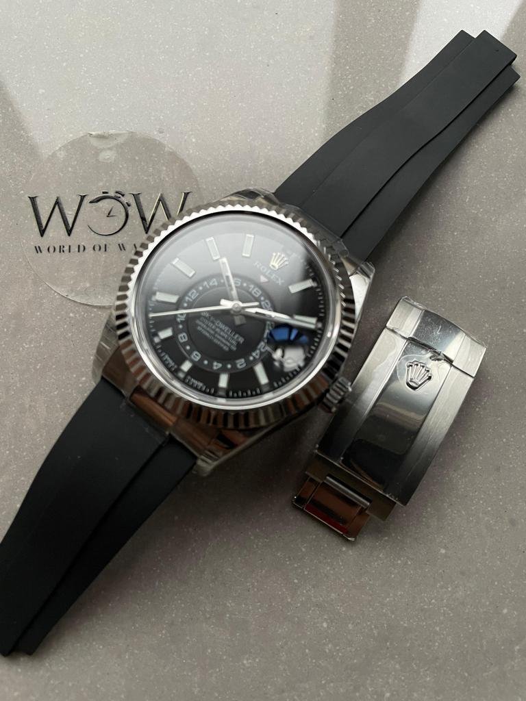 Sky-Dweller 326934 904L SS Noob 1:1 Best Edition Black Dial on Black Rubber Strap Asian 23J to 9001 - Image 11
