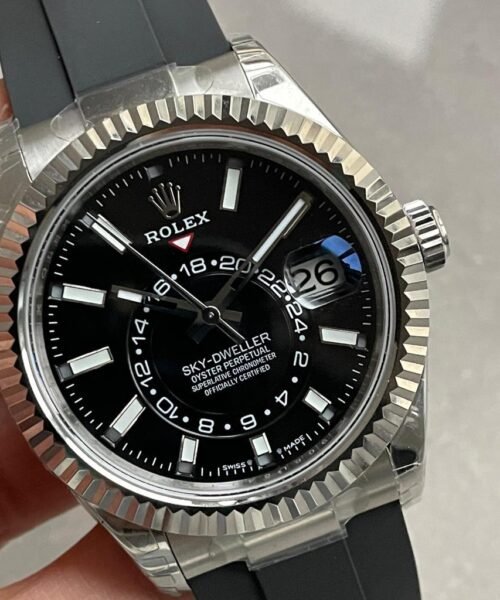 Sky-Dweller 326934 904L SS Noob 1:1 Best Edition Black Dial on Black Rubber Strap Asian 23J to 9001 - Image 4