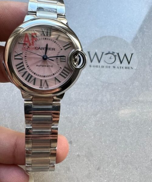 Ballon Bleu 33mm SS AF 1:1 Best Edition Pink Textured Dial on SS Bracelet Cal.076 - Image 4