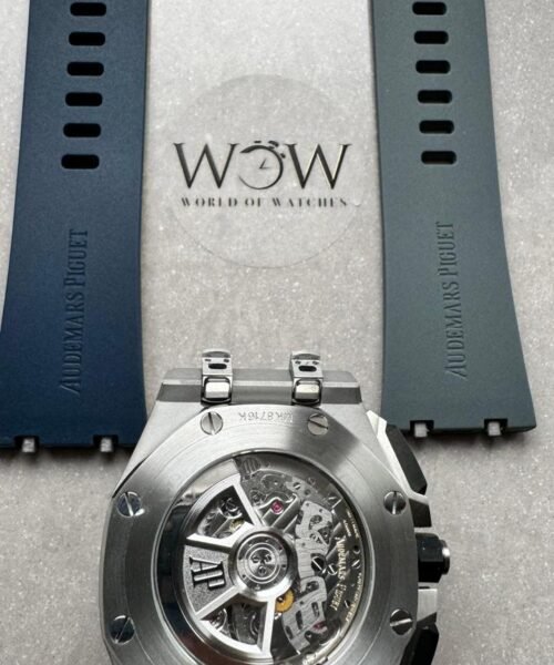 APF Royal Oak Offshore 44mm SS Black Ceramic Bezel Best Edition Gray/Blue Dial on Gray Rubber Strap A3126 - Image 11