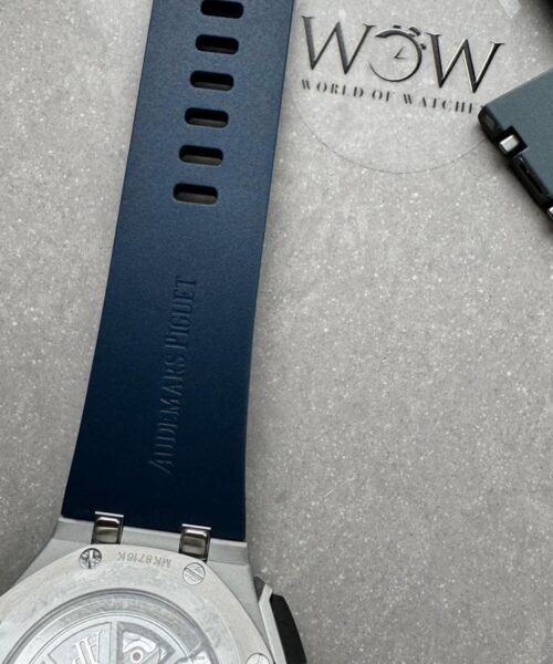 APF Royal Oak Offshore 44mm SS Black Ceramic Bezel Best Edition Gray/Blue Dial on Gray Rubber Strap A3126 - Image 9