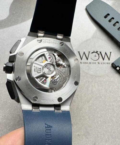 APF Royal Oak Offshore 44mm SS Black Ceramic Bezel Best Edition Gray/Blue Dial on Gray Rubber Strap A3126 - Image 7