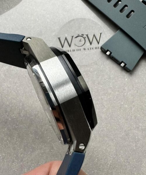 APF Royal Oak Offshore 44mm SS Black Ceramic Bezel Best Edition Gray/Blue Dial on Gray Rubber Strap A3126 - Image 6