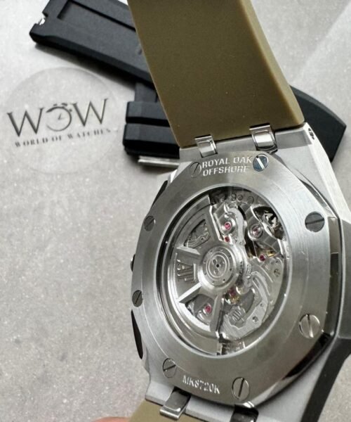 APF Royal Oak Offshore 44mm SS Black Ceramic Bezel 1:1 Best Edition Gray/Blue Dial on Gray Rubber Strap A3126 - Image 11