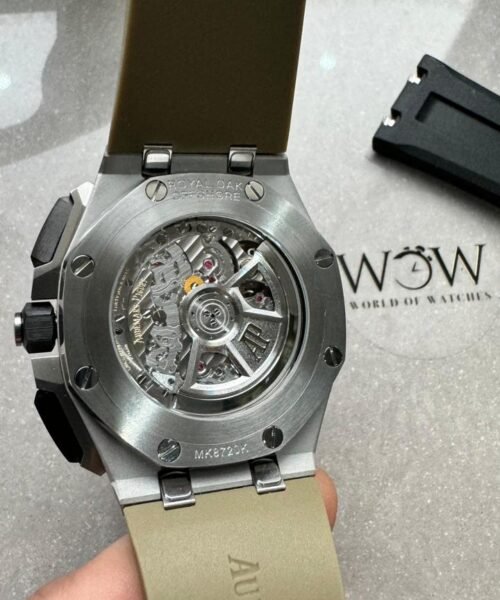 APF Royal Oak Offshore 44mm SS Black Ceramic Bezel 1:1 Best Edition Gray/Blue Dial on Gray Rubber Strap A3126 - Image 10