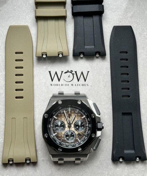 APF Royal Oak Offshore 44mm SS Black Ceramic Bezel 1:1 Best Edition Gray/Blue Dial on Gray Rubber Strap A3126 - Image 12