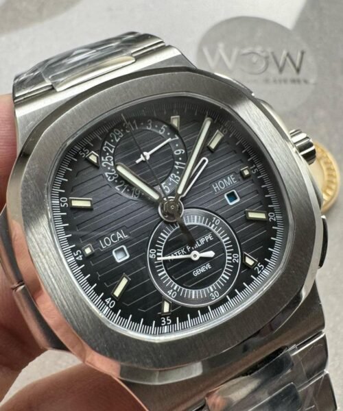 PPF Nautilus Chronograph Travel 5990 SS Grey Dial Stick on SS Bracelet A28-520 - Image 4