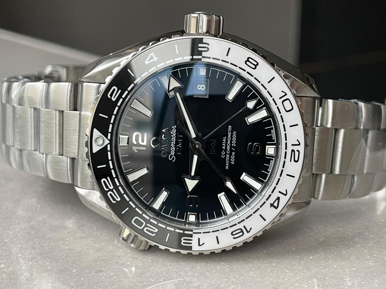 VSF Planet Ocean 600M ‘Tai Chi’ GMT 43.5mm 1:1 Best Edition Black/White Ceramic Bezel and Dial on SS Bracelet A8906 - Image 7