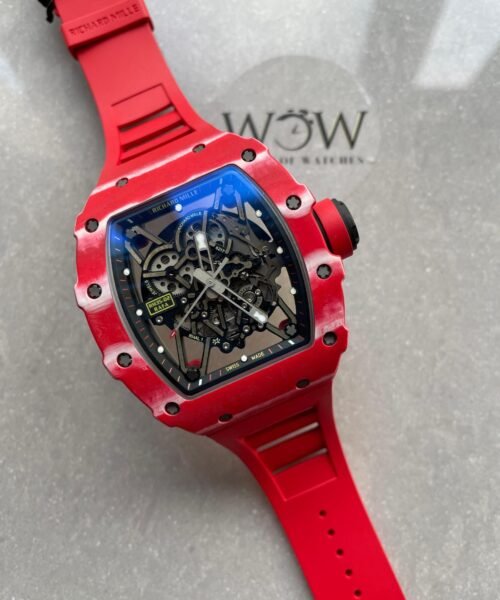 RM035-02 Red Carbon ZF 1:1 Best Edition Skeleton Dial on Red Rubber Strap NH05A V5 - Image 3