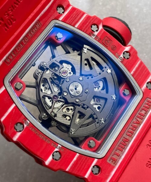RM035-02 Red Carbon ZF 1:1 Best Edition Skeleton Dial on Red Rubber Strap NH05A V5 - Image 12