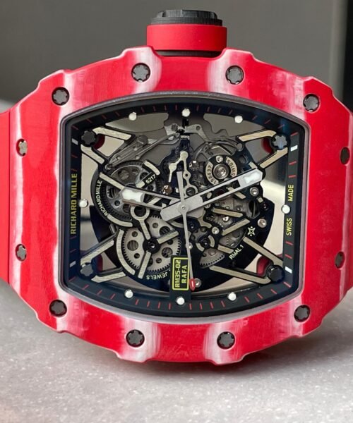 RM035-02 Red Carbon ZF 1:1 Best Edition Skeleton Dial on Red Rubber Strap NH05A V5 - Image 9