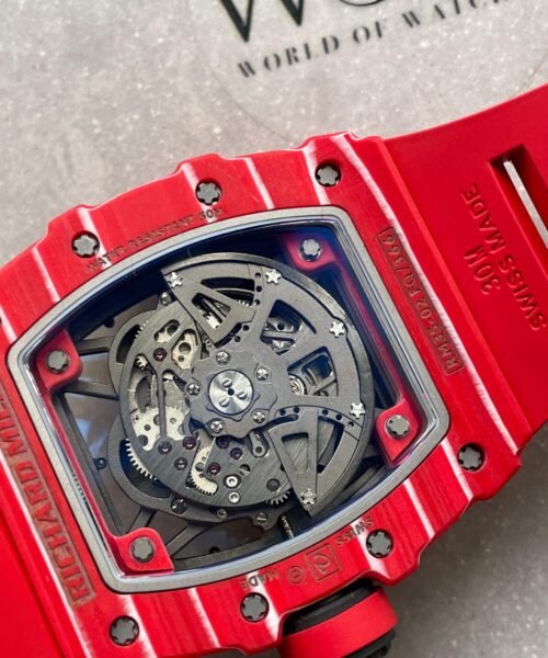 RM035-02 Red Carbon ZF 1:1 Best Edition Skeleton Dial on Red Rubber Strap NH05A V5 - Image 13