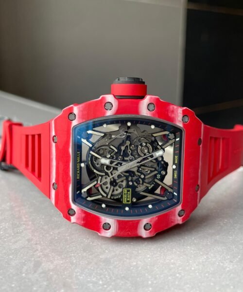 RM035-02 Red Carbon ZF 1:1 Best Edition Skeleton Dial on Red Rubber Strap NH05A V5 - Image 8