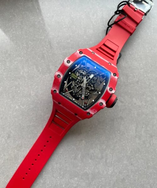 RM035-02 Red Carbon ZF 1:1 Best Edition Skeleton Dial on Red Rubber Strap NH05A V5 - Image 5