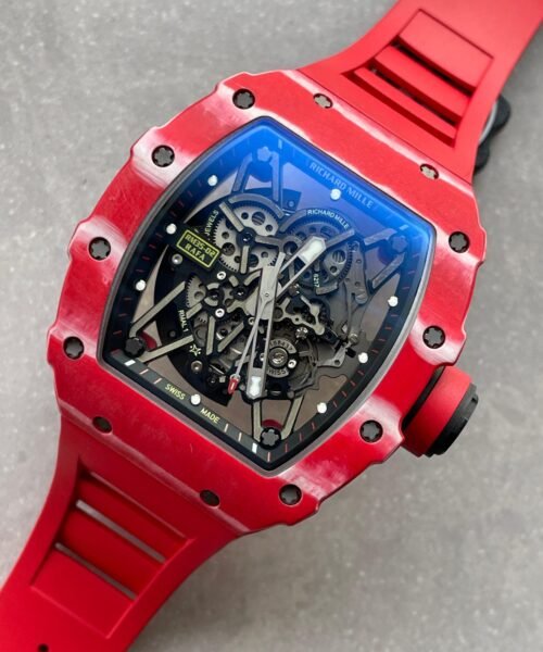 RM035-02 Red Carbon ZF 1:1 Best Edition Skeleton Dial on Red Rubber Strap NH05A V5 - Image 4