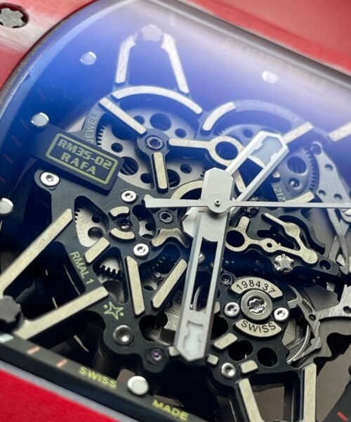 RM035-02 Red Carbon ZF 1:1 Best Edition Skeleton Dial on Red Rubber Strap NH05A V5 - Image 10