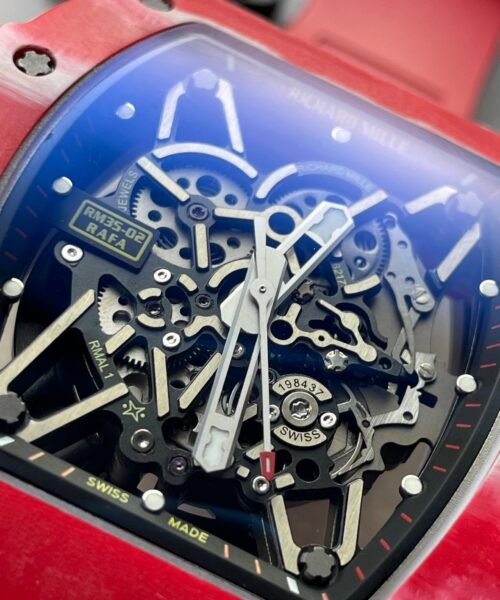 RM035-02 Red Carbon ZF 1:1 Best Edition Skeleton Dial on Red Rubber Strap NH05A V5 - Image 11