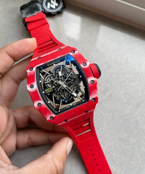 RM035-02 Red Carbon ZF 1:1 Best Edition Skeleton Dial on Red Rubber Strap NH05A V5 - Image 6