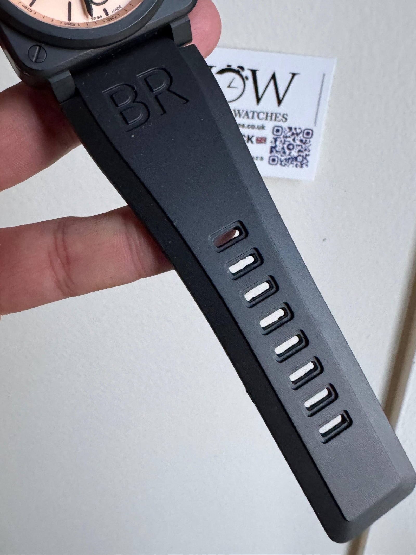 BR03-94 Chronograph 42mm Black bezel BRF Salmon Dial on Rubber strap Strap A2824 - Image 8