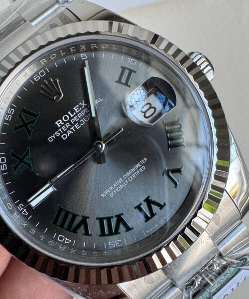 Datejust 41mm 126334 “Wimbledon” 904L SS Fluted Bezel Slate Dial on SS Oyster Bracelet Clean VR3235 - Image 3