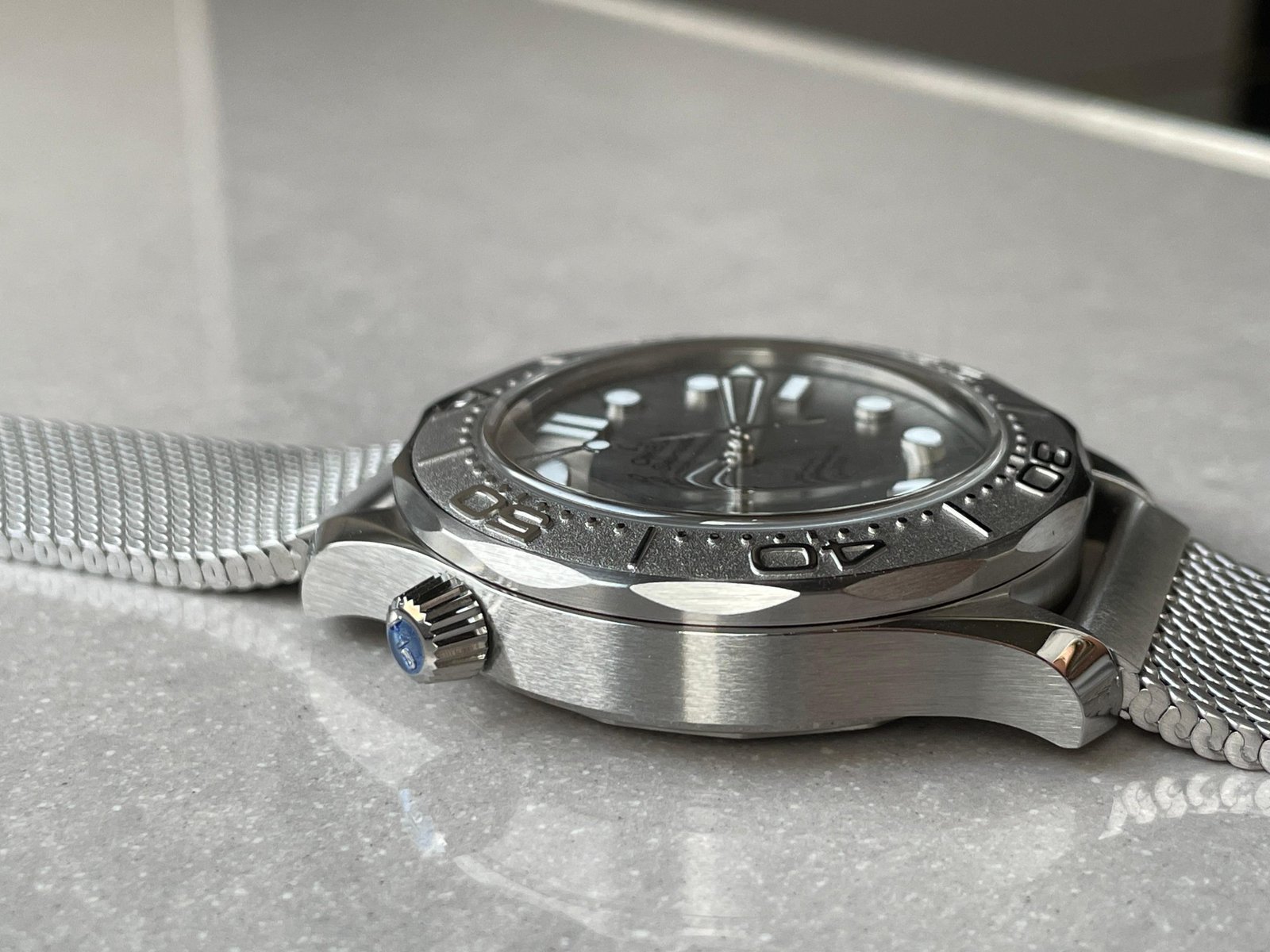 Seamaster 300M 42mm Titanium Bezel SS VSF Best Edition Gray Dial On SS Mesh Bracelet A8806 - Image 11